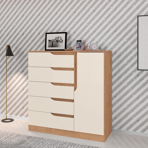 Cômoda Paris New com 1 Porta e 5 Gavetas - Imagem 2