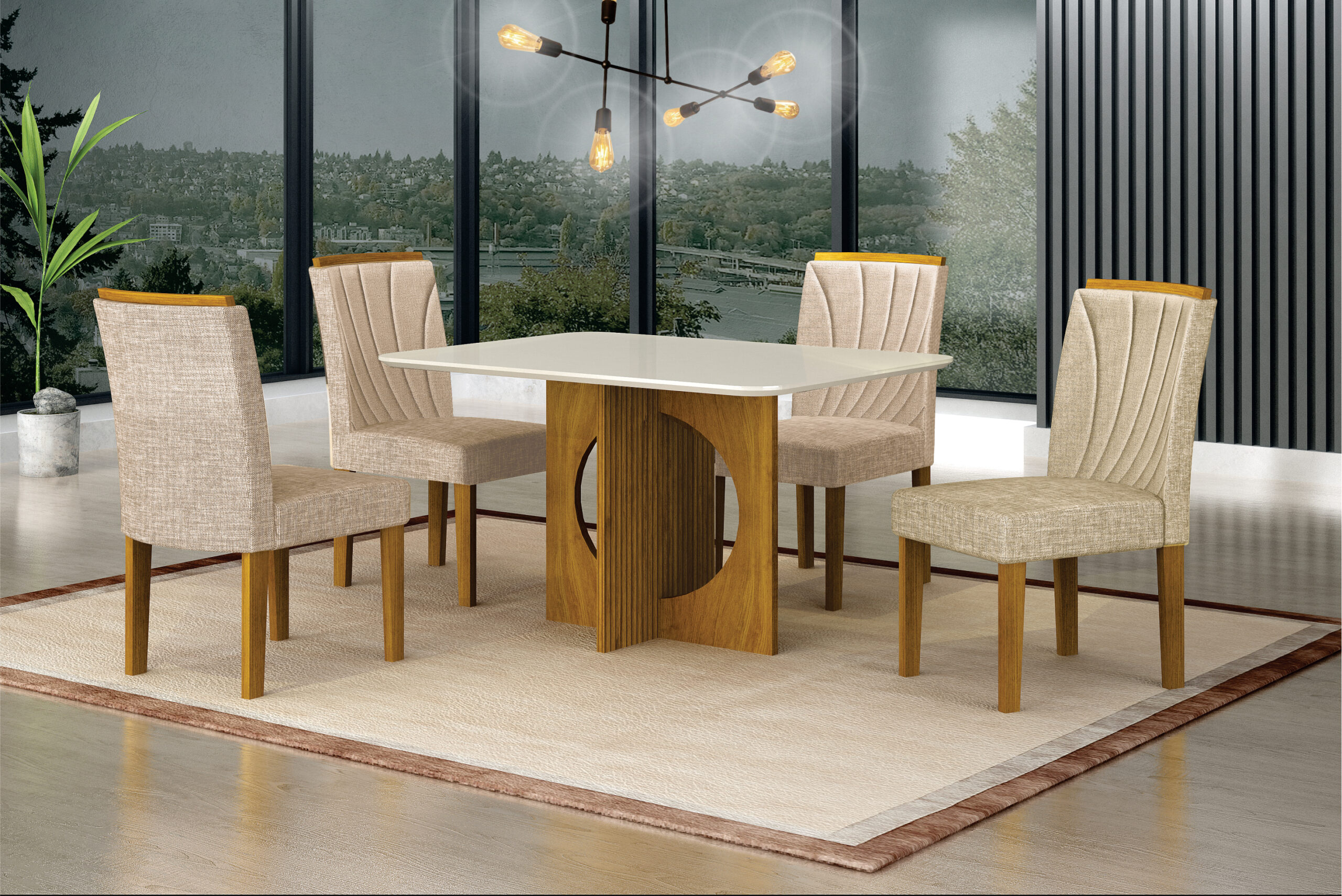 Mesa Lorena Plus 1,20 com 4 Cadeiras