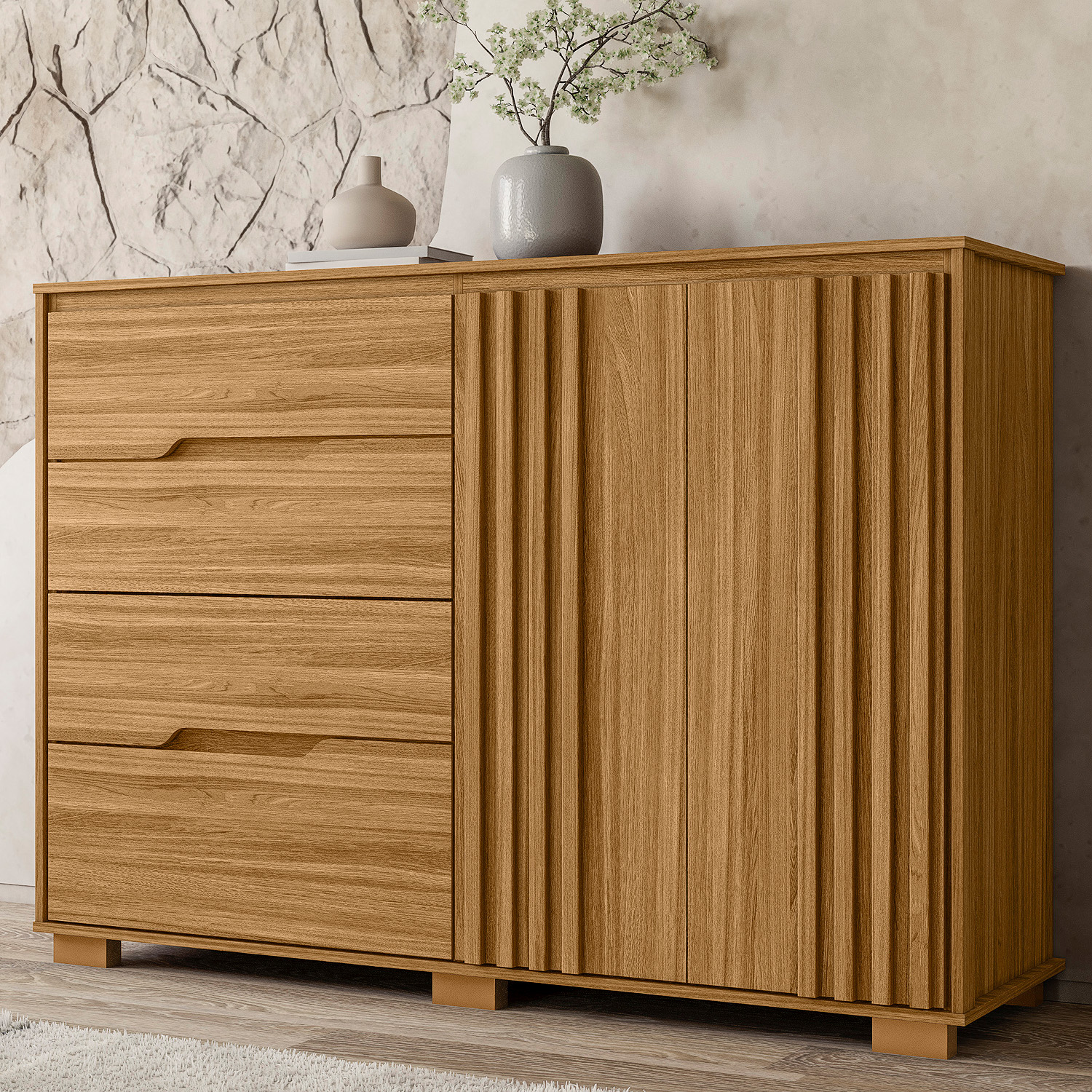 Cômoda Texas com 2 Portas e 4 Gavetas