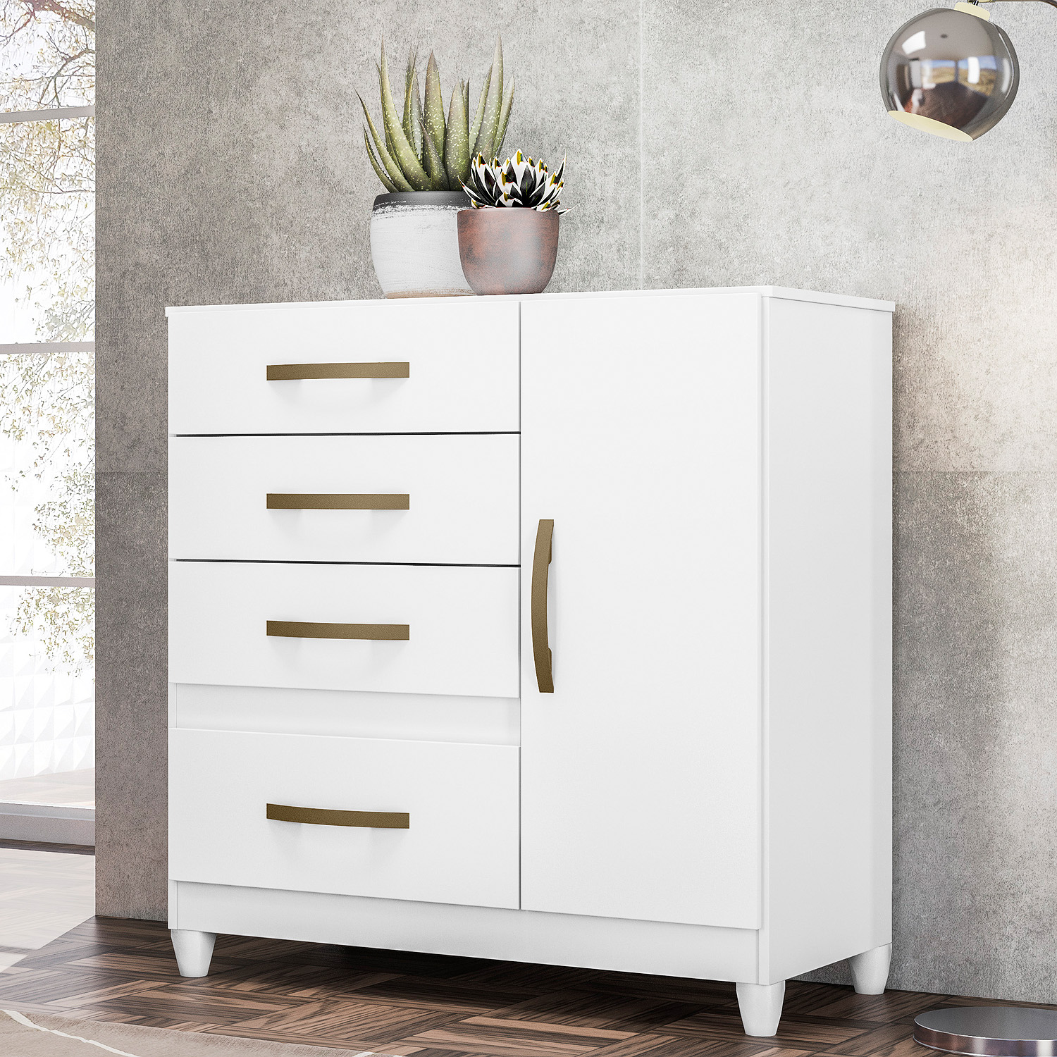 Cômoda Venus com 1 Porta e 4 Gavetas