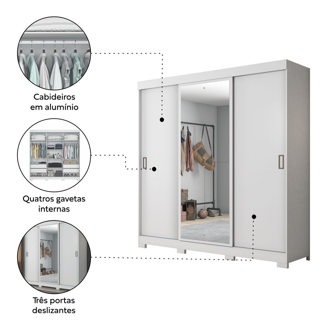 Roupeiro Notavel NT 5020 com 3 Portas e 4 Gavetas - Imagem 4