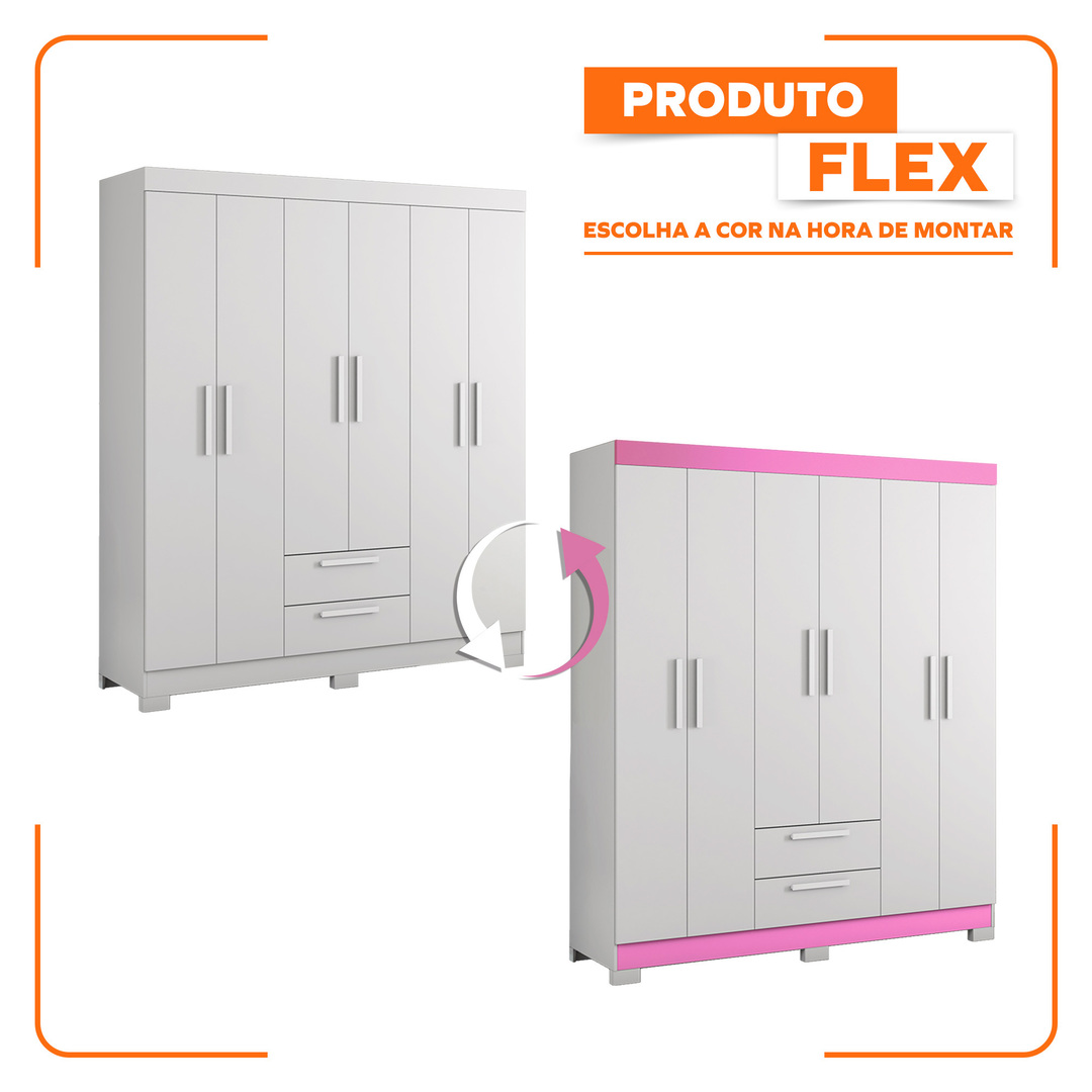 Roupeiro Notavel NT 5130 com 6 Portas e 2 Gavetas – Ley Móveis