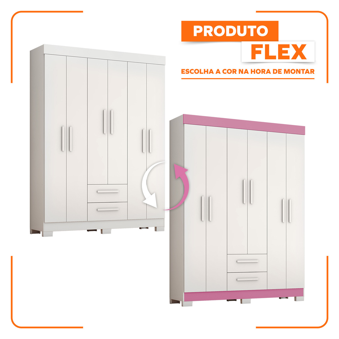 Roupeiro Notavel NT 6015 com 6 Portas e 2 Gavetas – Ley Móveis