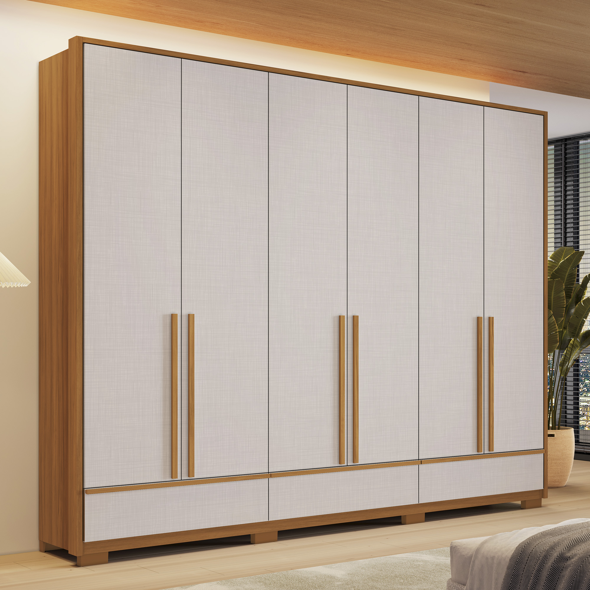 Roupeiro Notavel NT 6035 com 6 Portas e 3 Gavetas