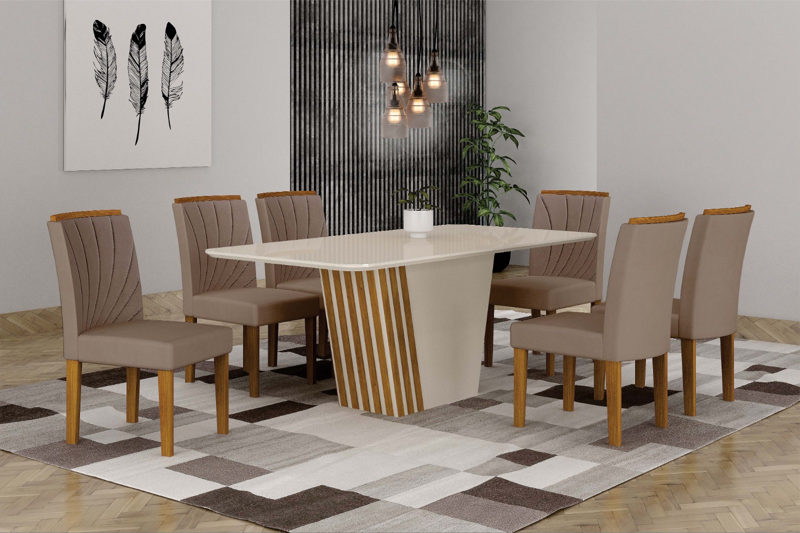 Mesa Liz 1,80 com 6 Cadeiras