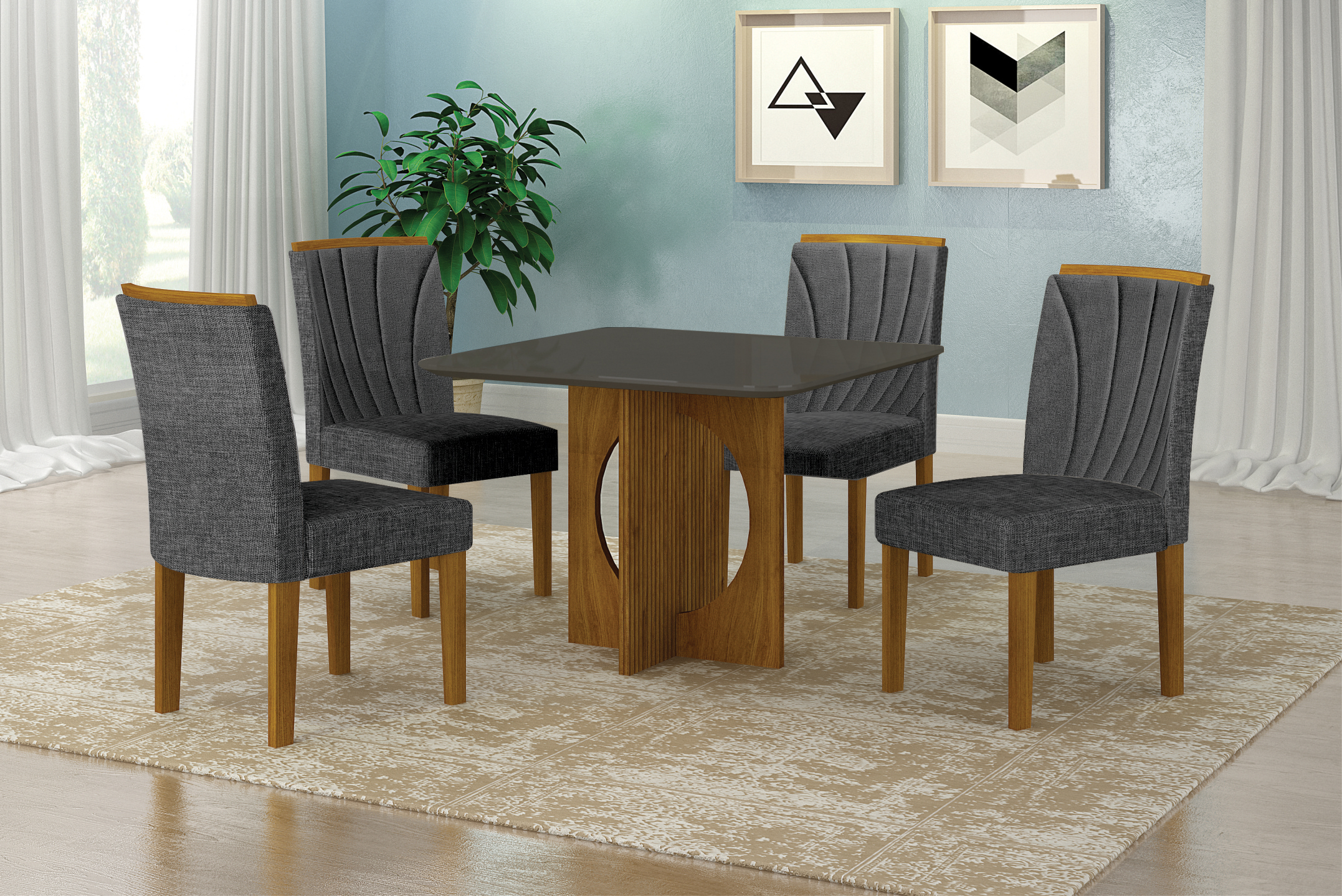 Mesa Lorena Plus 0,90 com 4 Cadeiras - Imagem 2
