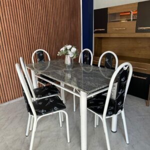 Mesa Retangular Michelly c/6 Cadeiras