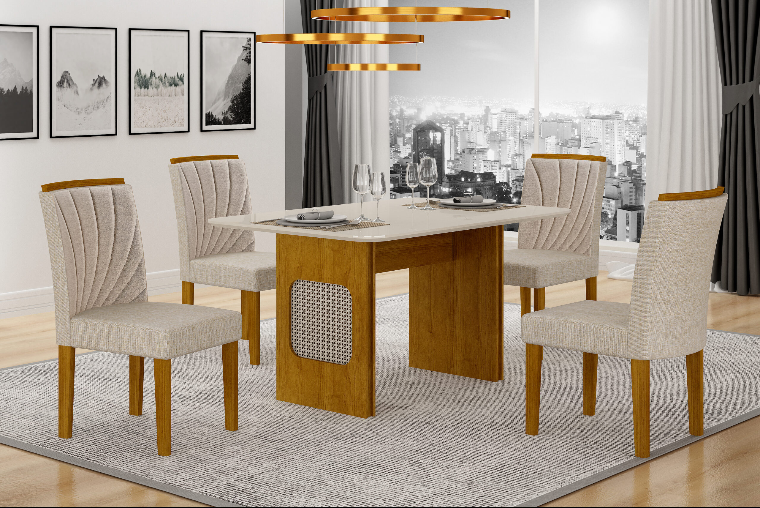 Mesa Lara 1,20 com 4 Cadeiras