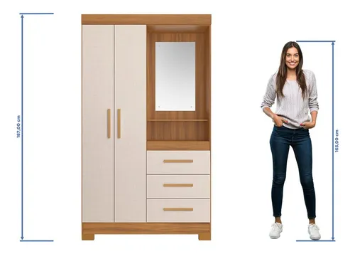Roupeiro Notavel NT 6020 com 2 Portas e 3 Gavetas - Imagem 4