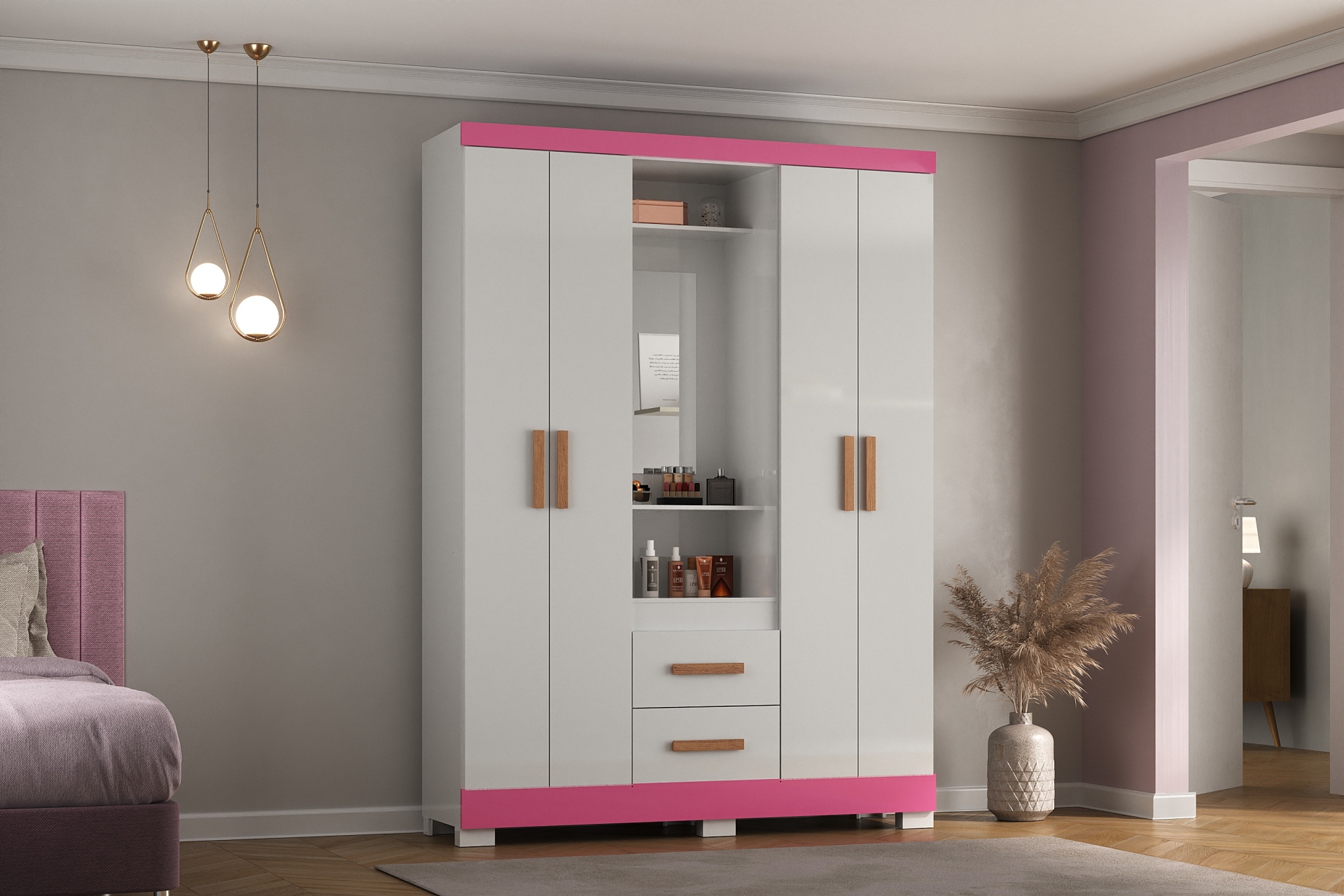 Roupeiro Capelinha com 4 Portas e 2 Gavetas