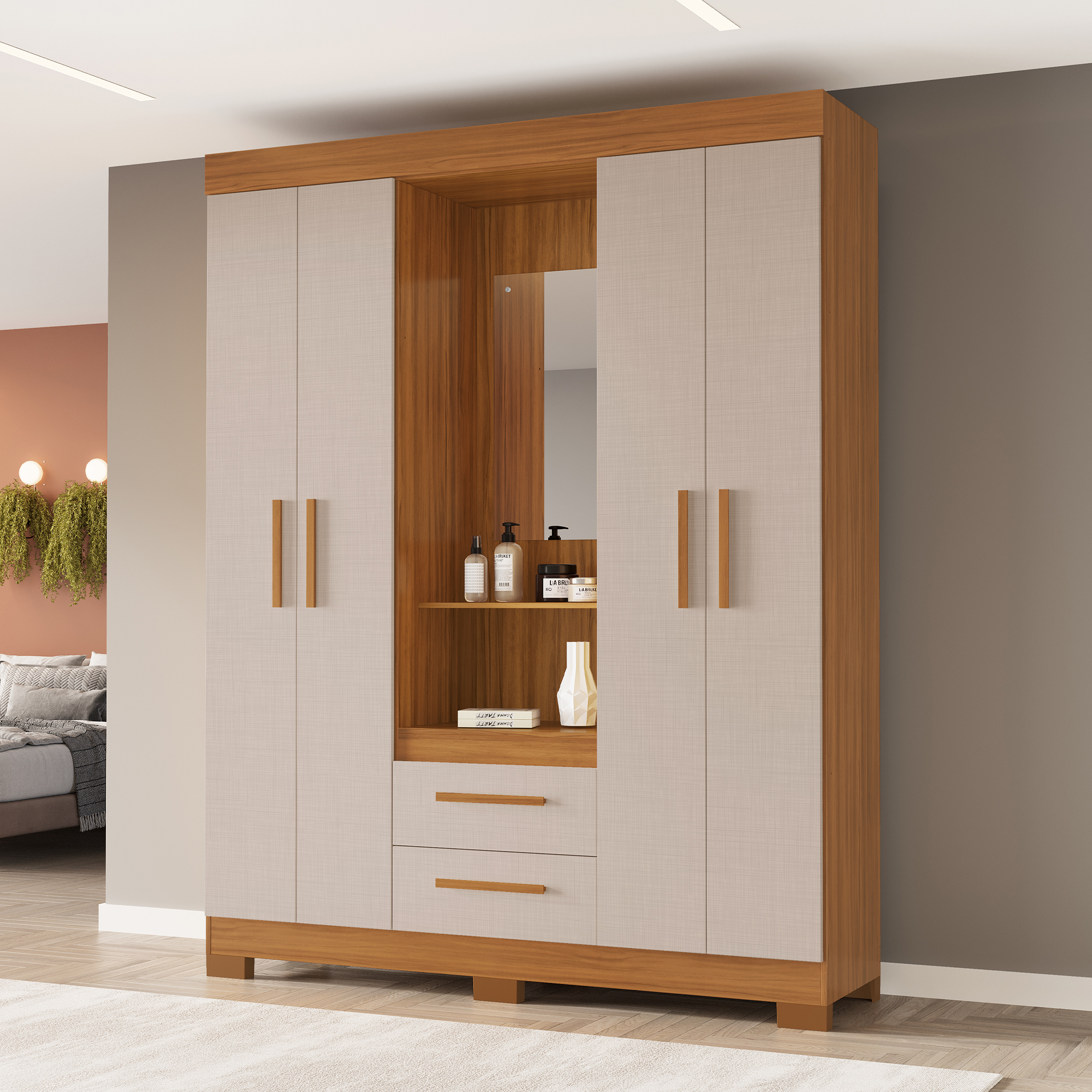 Roupeiro Notavel NT 6055 com 4 Portas e 2 Gavetas