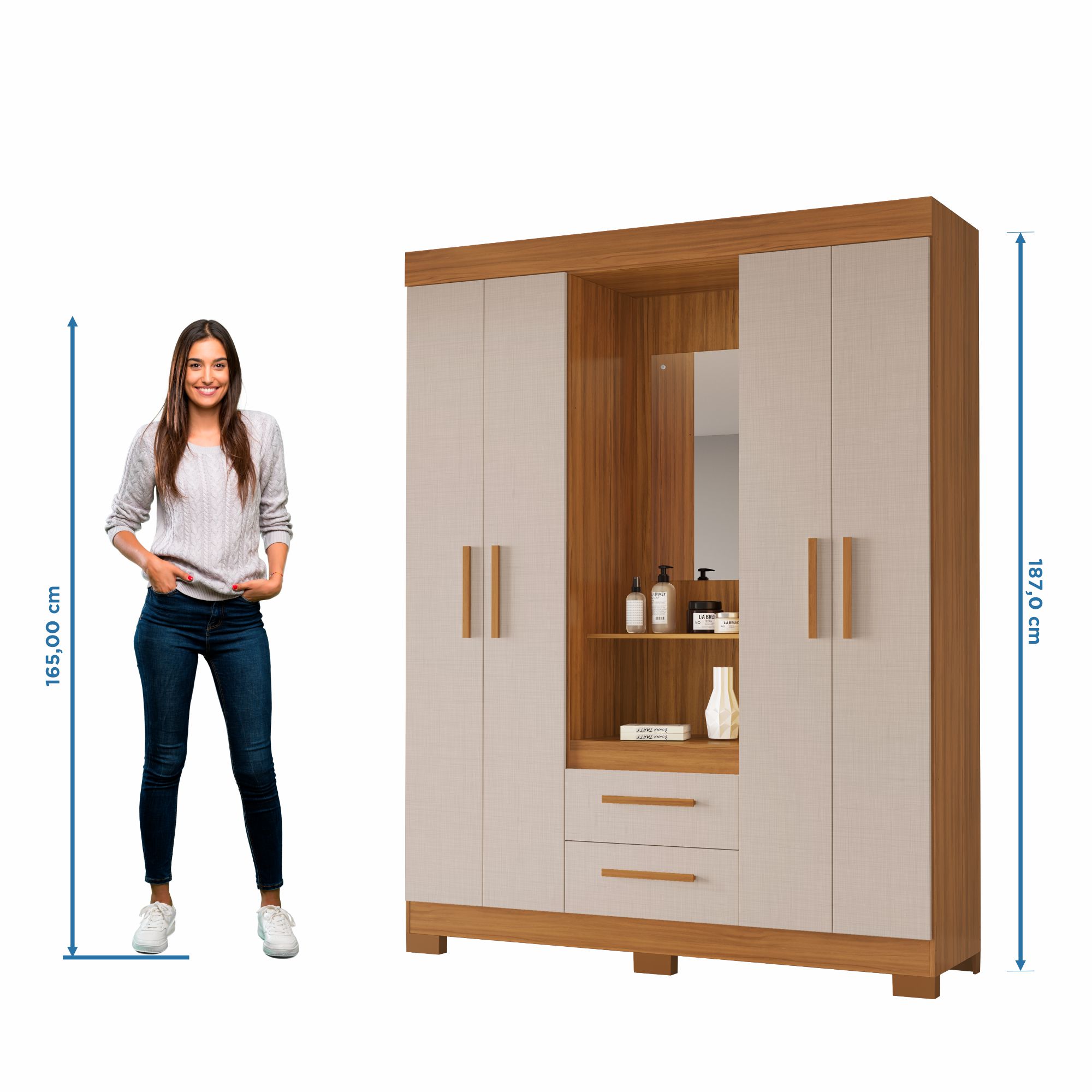 Roupeiro Notavel NT 6055 com 4 Portas e 2 Gavetas - Imagem 6