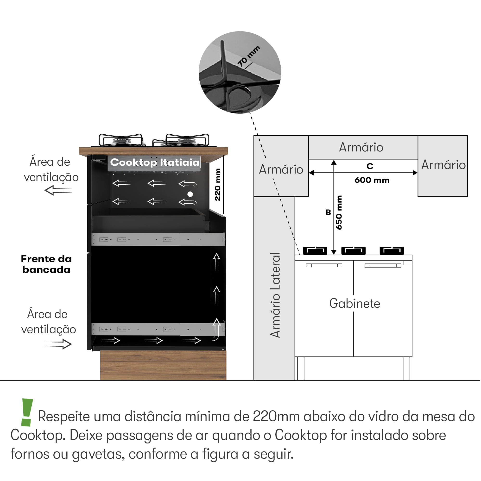 COOKTOP ITATIAIA ESSENCIAL 4Q 127/220V PRETO - Imagem 4